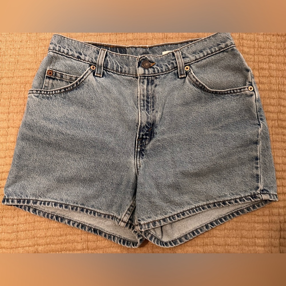 Levi’s denim shorts & Mossimo Supply Co. green grey skirt